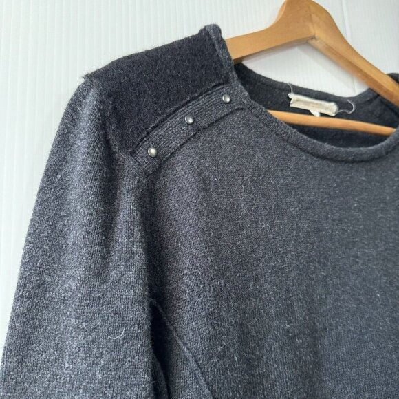 INDIGENOUS Black Long Sleeve 100% Organic Cotton Sweater Sz L Alpaca Wool Trim - Picture 14 of 16